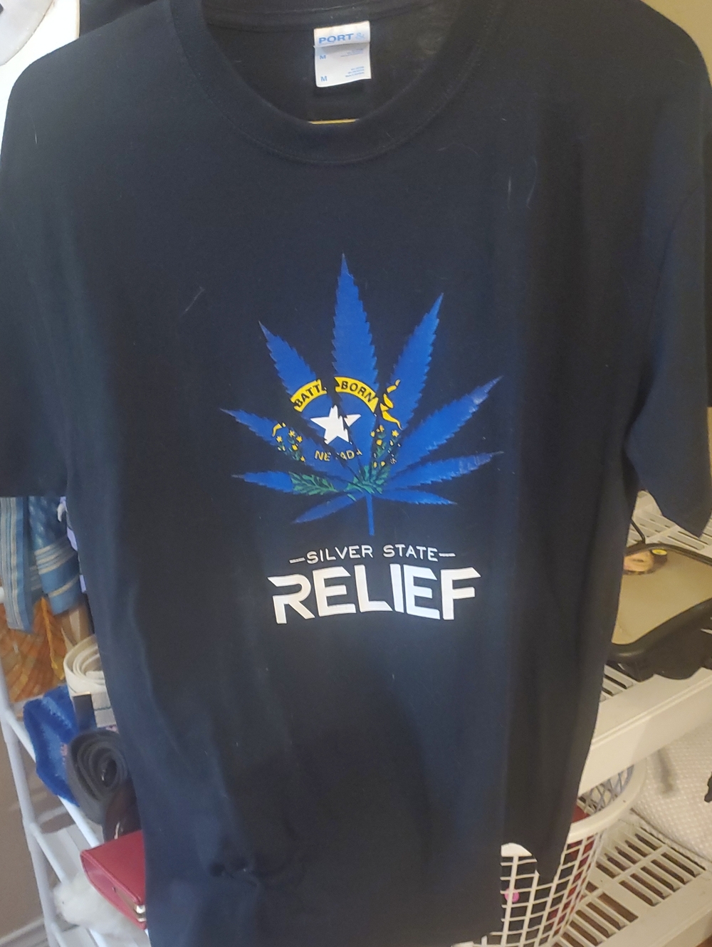 Port and Company Black Tee with Blue Graphic - Silver State Relief